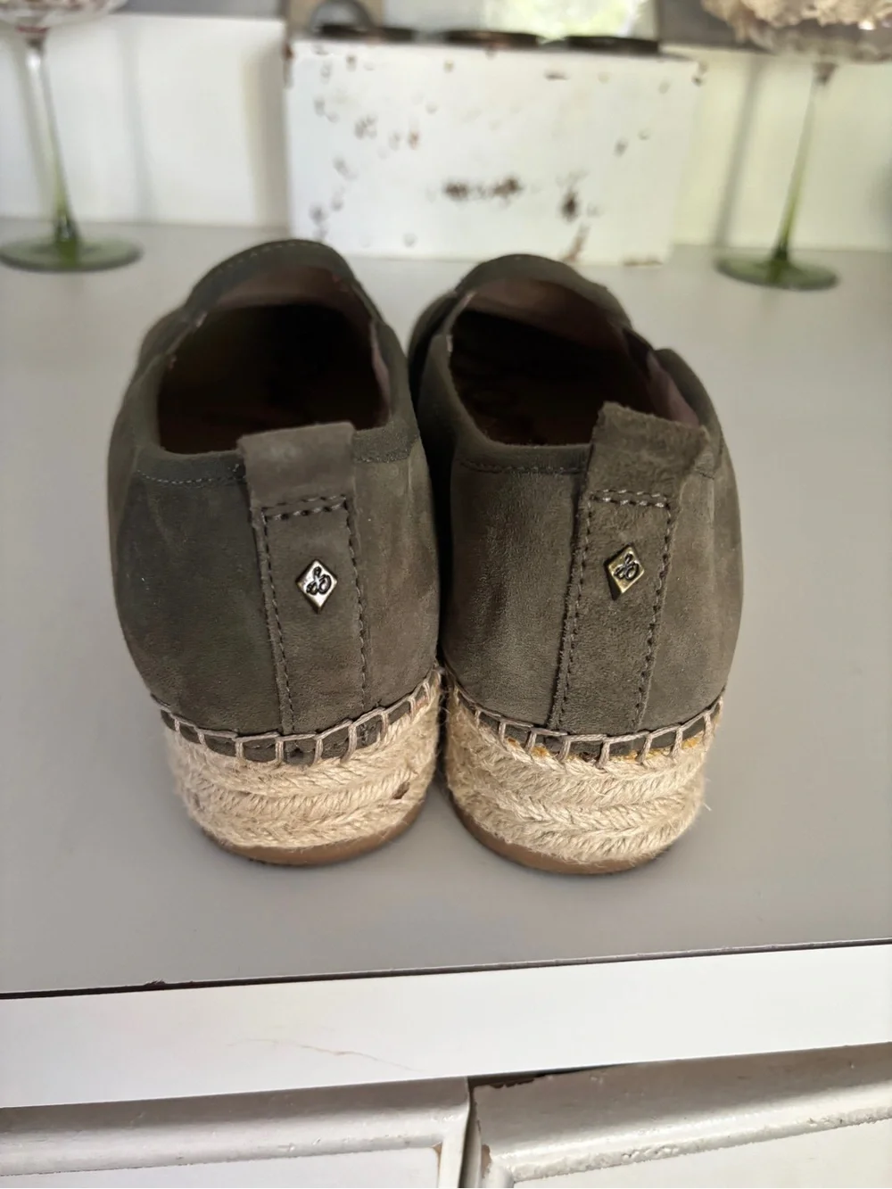 Sam Edelman Olive Suede Espadrille Platform Slip-Ons
